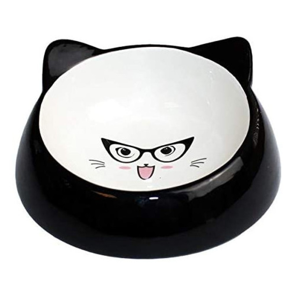 Happy Pet Κεραμικό Μπολ Φαγητού & Νερού για Γάτα Specs Black 15x15x7cm
