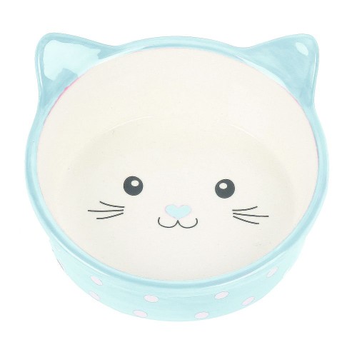 Happypet Κεραμικό Μπολ Γάτας Φαγητού & Νερού Polka Dot Μπλε 300ml 