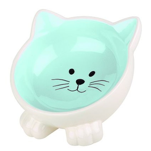  Happy Pet Υπερηψωμένο Κεραμικό Μπολ Φαγητού για Γάτα Μπλε 160ml