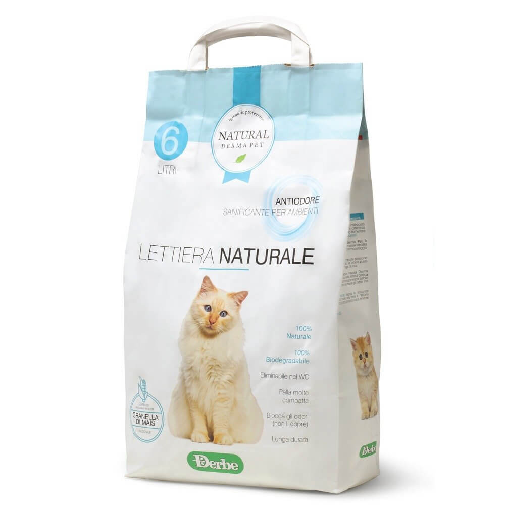 Natural Derma Pet Βιοδιασπώμενη Άμμος Υγιεινής για Γάτες από Καλαμπόκι κατά των Οσμών 2,85kg