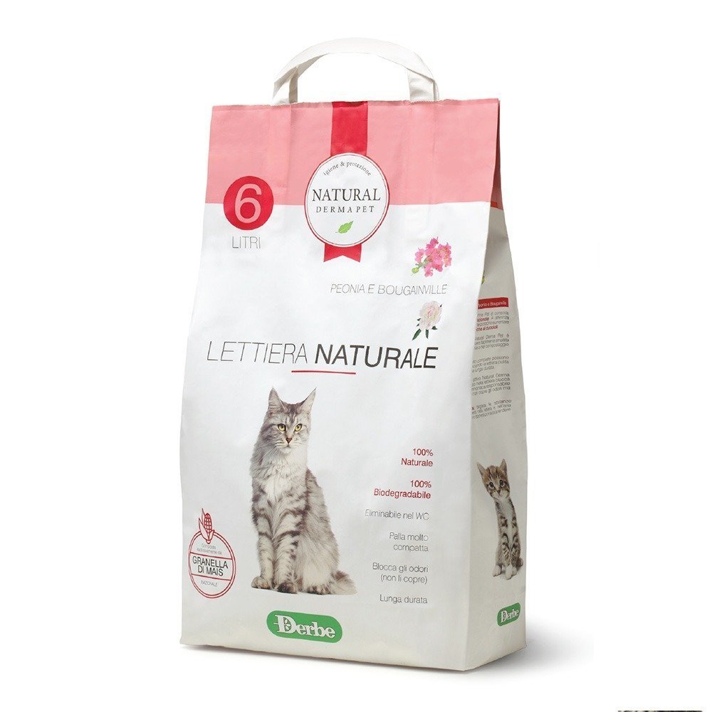 Natural Derma Pet Βιοδιασπώμενη Άμμος Υγιεινής για Γάτες από Καλαμπόκι με Άρωμα Πεόνια και Βουκαμβίλια 2,85kg
