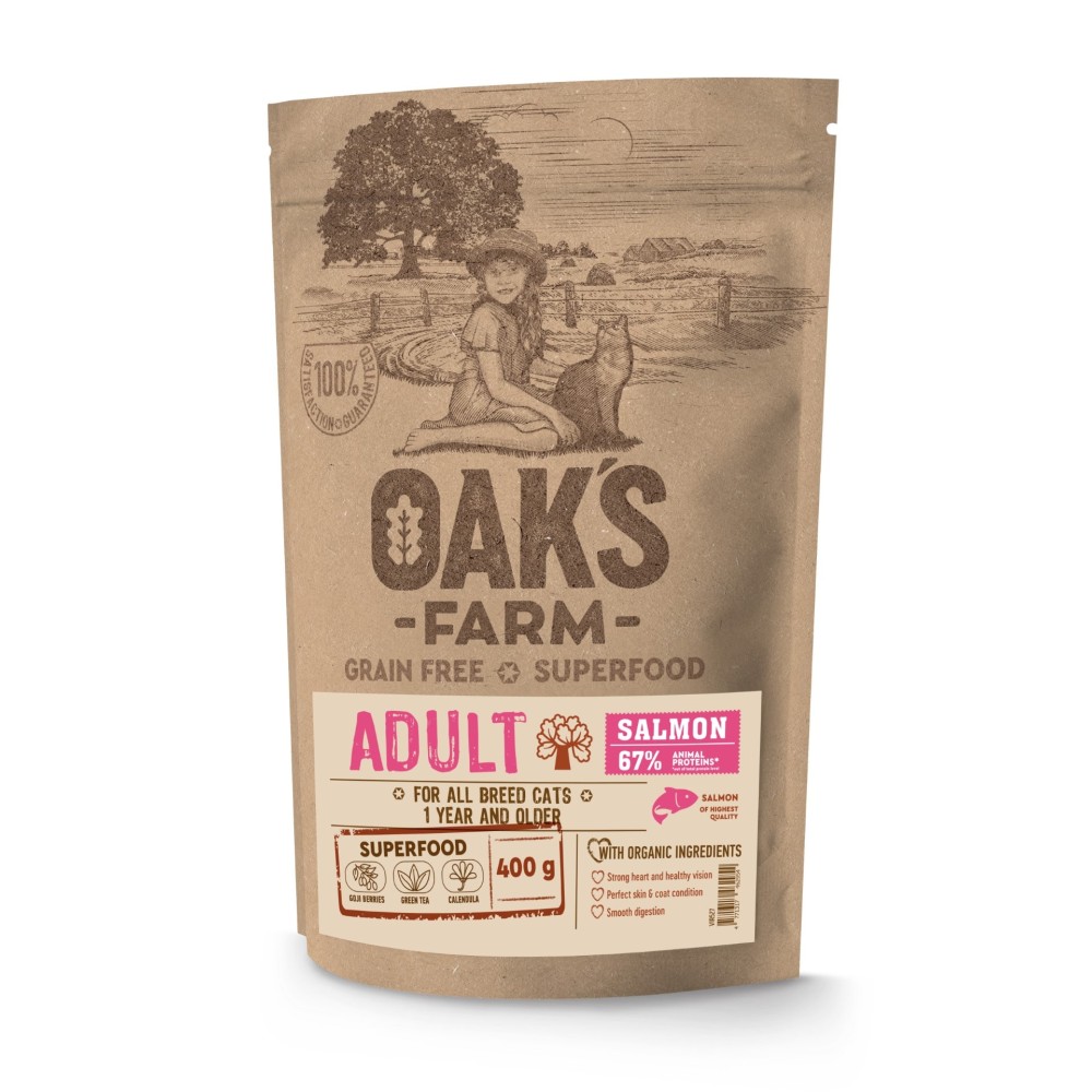 Oak's Farm Grain Free Adult Cats Σολομός 400gr-6kg