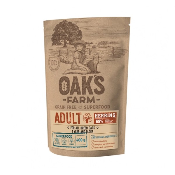 Oak's Farm Grain Free Adult Cats Ρέγγα 400gr-6kg