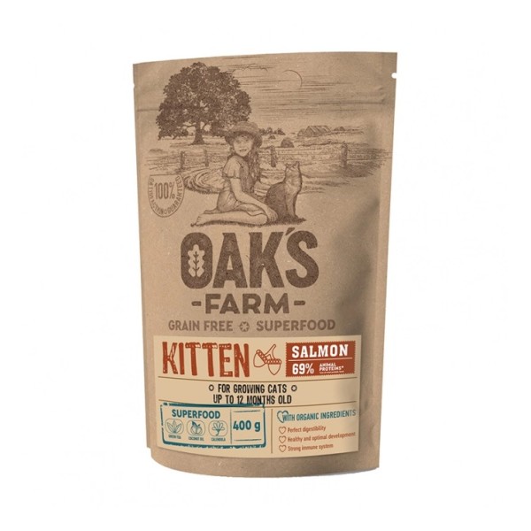 Oak's Farm Grain Free Kitten Σολομός