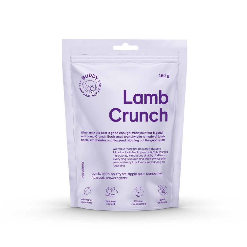 Buddy Pet Food Φυσικές Λιχουδιές με Φρέσκο Αρνί και Κράνμπερι Lamb Crunch 150gr