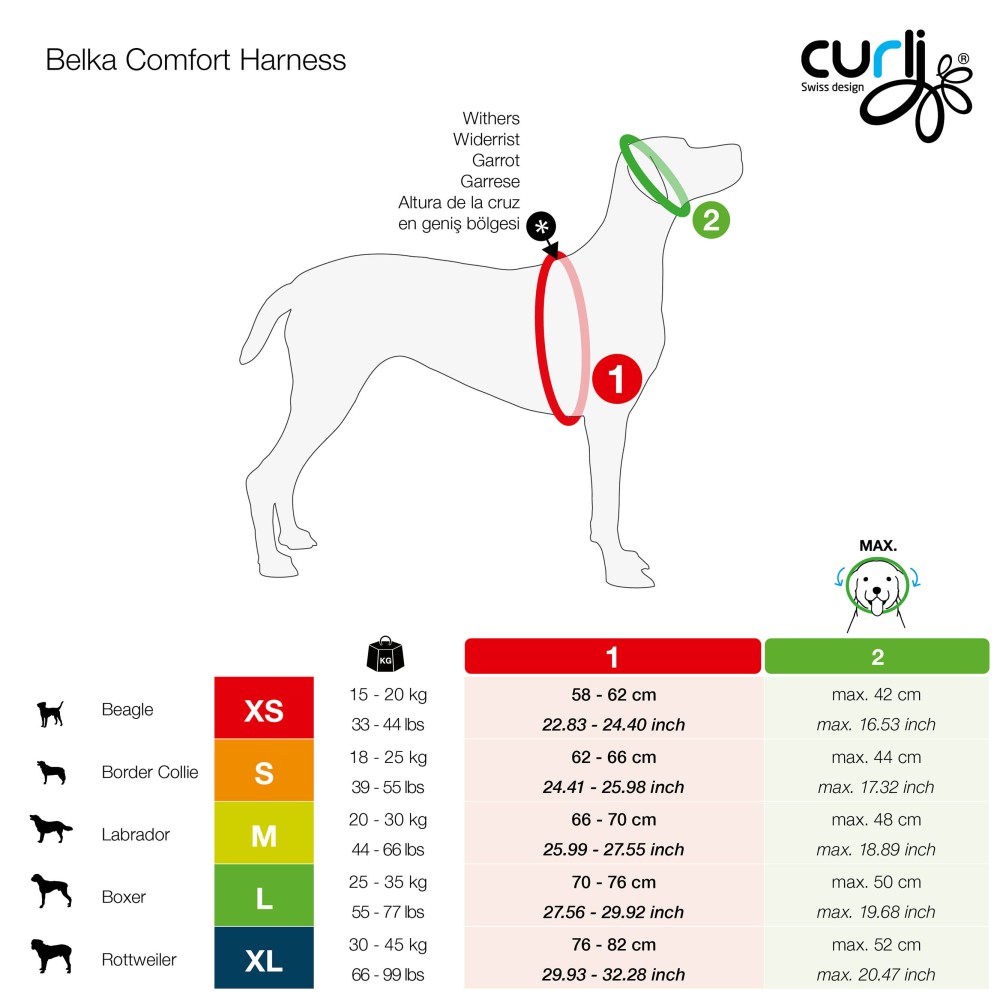 Επιστήθιο για Μεσαίου και Μεγάλου Μεγέθους Σκύλους Curli Belka Comfort Black