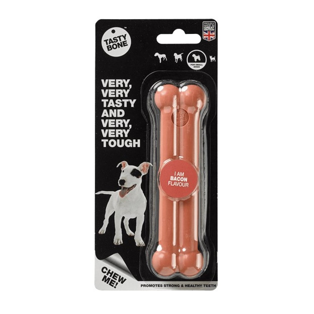Ανθεκτικό Παιχνίδι Tasty Bone με Γεύση Bacon για Μικρούς και Μεσαίους Σκύλους