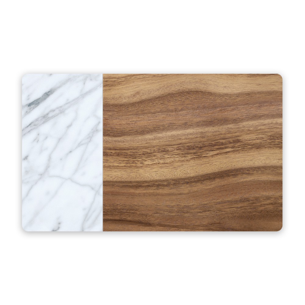 TarHong Σουπλά Φαγητού για Μπολ Acacia Wood + Carrara Marble Pet Placement 29x48cm
