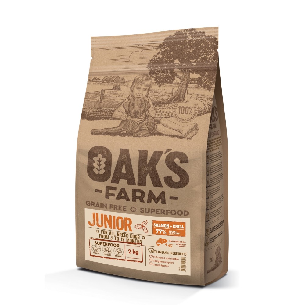 Oak's Farm Grain Free All Junior Σολομός με Κριλ 2-12kg