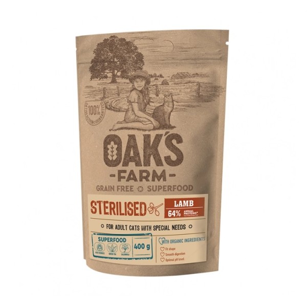 Oak's Farm Grain Free Adult Αρνί για Στειρωμένες Γάτες