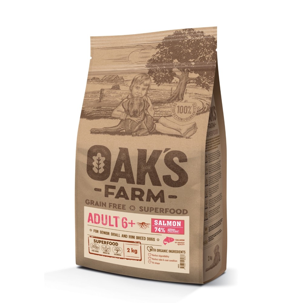 Oak's Farm Grain Free Small Adult 6+ Σολομός 2kg