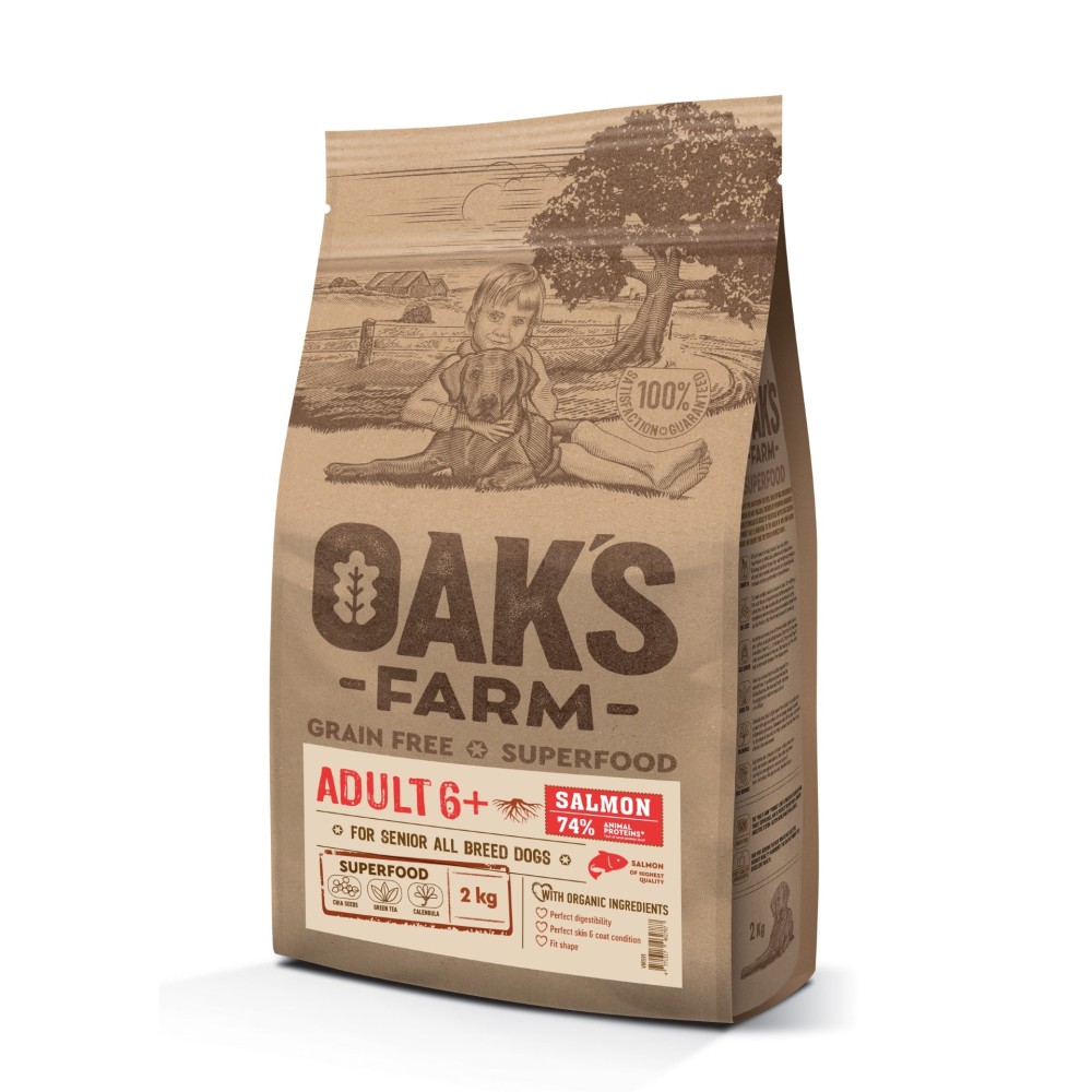 Oak's Farm Grain Free All Adult 6+ Σολομός 2-6,5kg