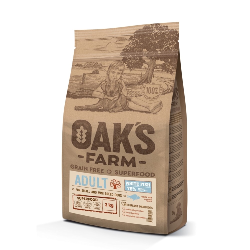 Oak's Farm Grain Free Small Adult Λευκά Ψάρια 2kg