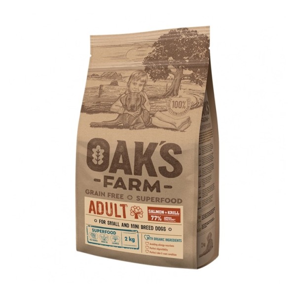 Oak's Farm Grain Free Small Adult Σολομός με Κριλ