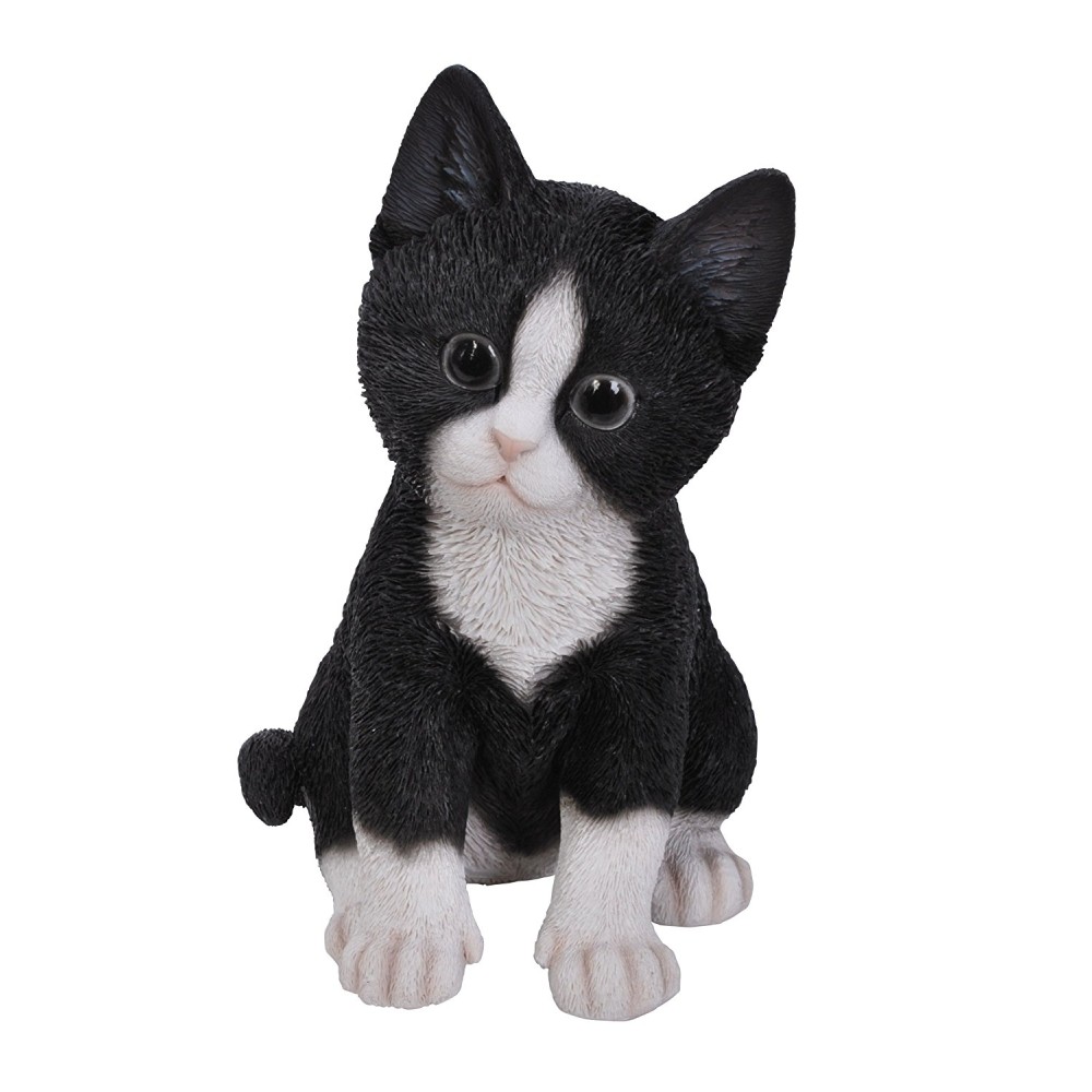 Διακοσμητικό Ομοίωμα Γάτας από Ρητίνη Real Life Black and White Kitten 17cm
