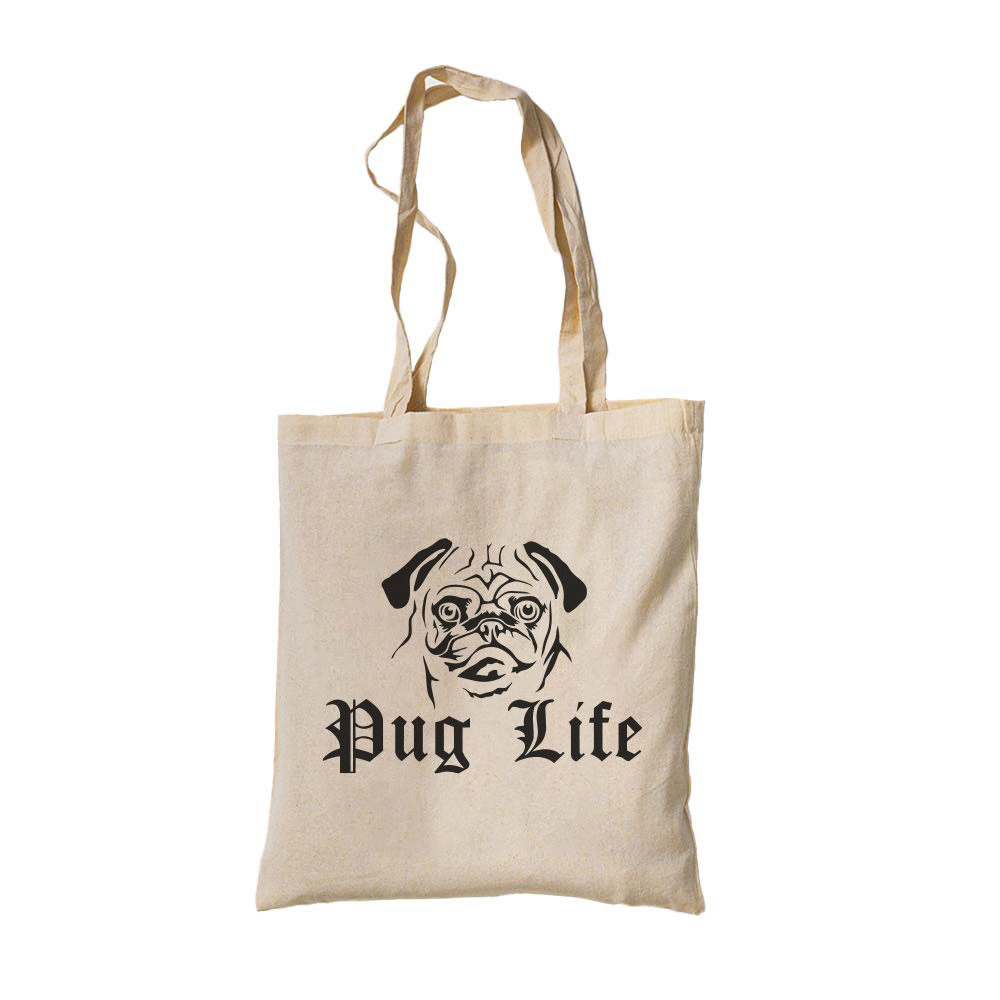 Οικολογική Βαμβακερή Τσάντα Shopper Pug Life