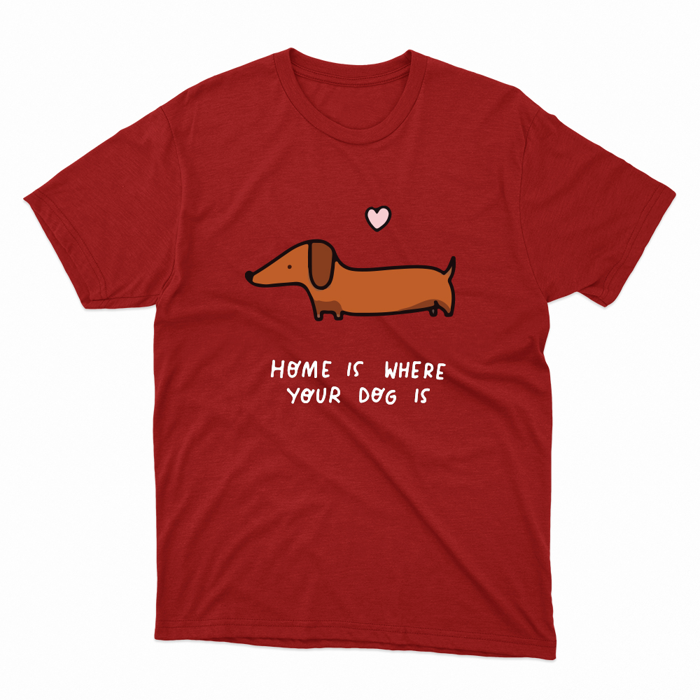 Unisex Οργανικό Κόκκινο T-shirt Home Is Where Your Dog Is