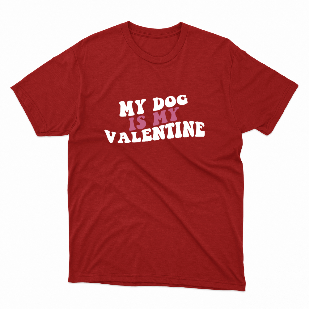 Unisex Οργανικό Κόκκινο T-shirt My Dog is My Valentine 