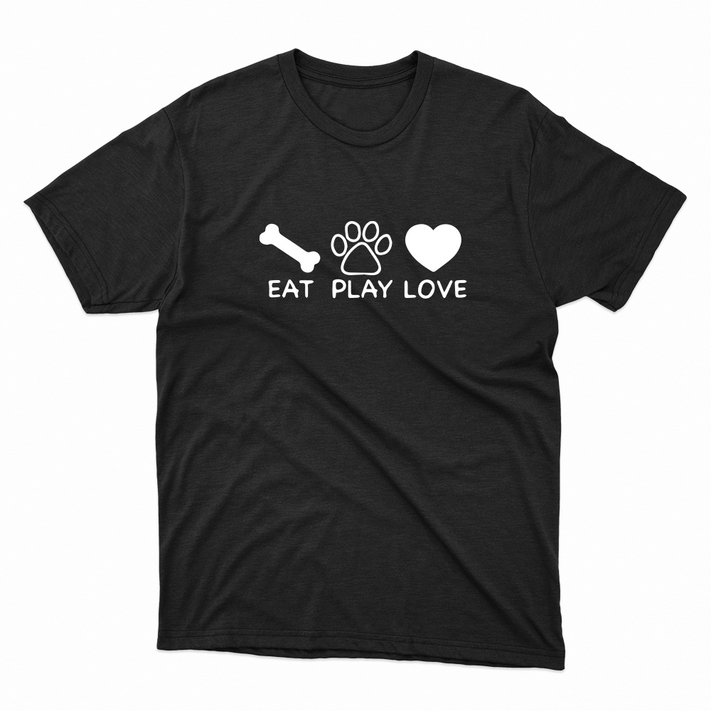 Unisex Οργανικό Μαύρο T-shirt Eat Play Love