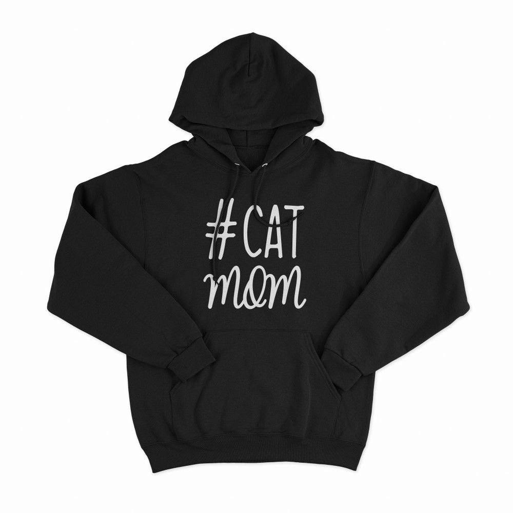 Unisex Βαμβακερό Μαύρο Φούτερ Cat Mom