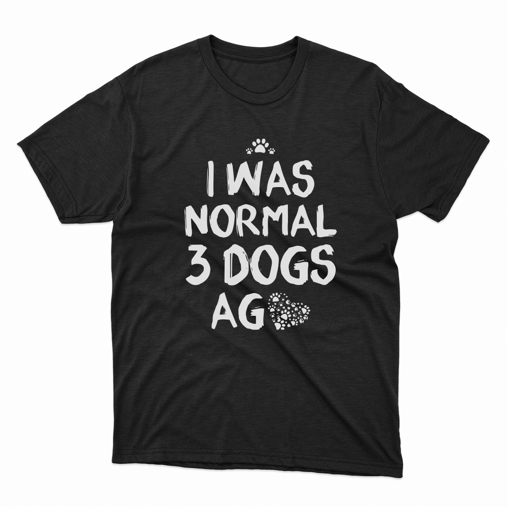 Unisex Οργανικό Μαύρο T-shirt I Was Normal 3 Dogs Ago