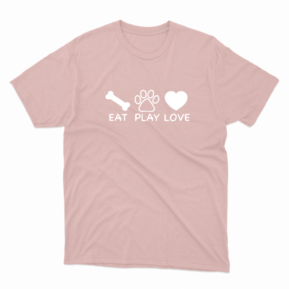 Unisex Οργανικό Ροζ T-shirt Eat Play Love