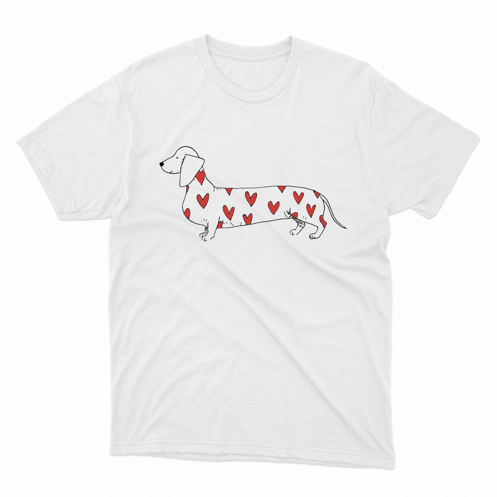 Unisex Οργανικό Λευκό T-shirt Dachshund Love