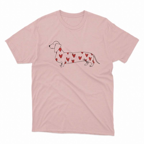 Unisex Οργανικό Ροζ T-shirt Dachshund Love