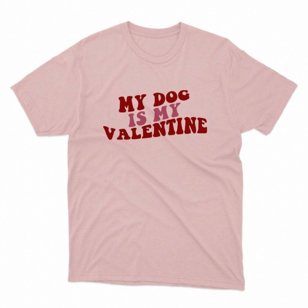 Unisex Οργανικό Ροζ T-shirt My Dog is My Valentine