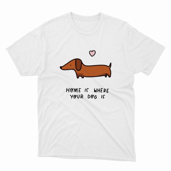 Unisex Οργανικό Λευκό T-shirt Home Is Where Your Dog Is