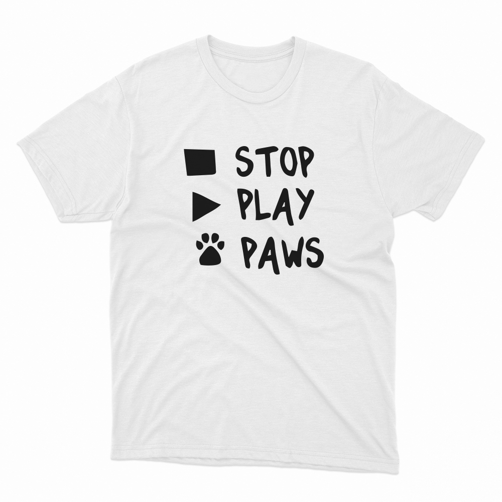 Unisex Οργανικό Λευκό T-shirt Stop Play Paws