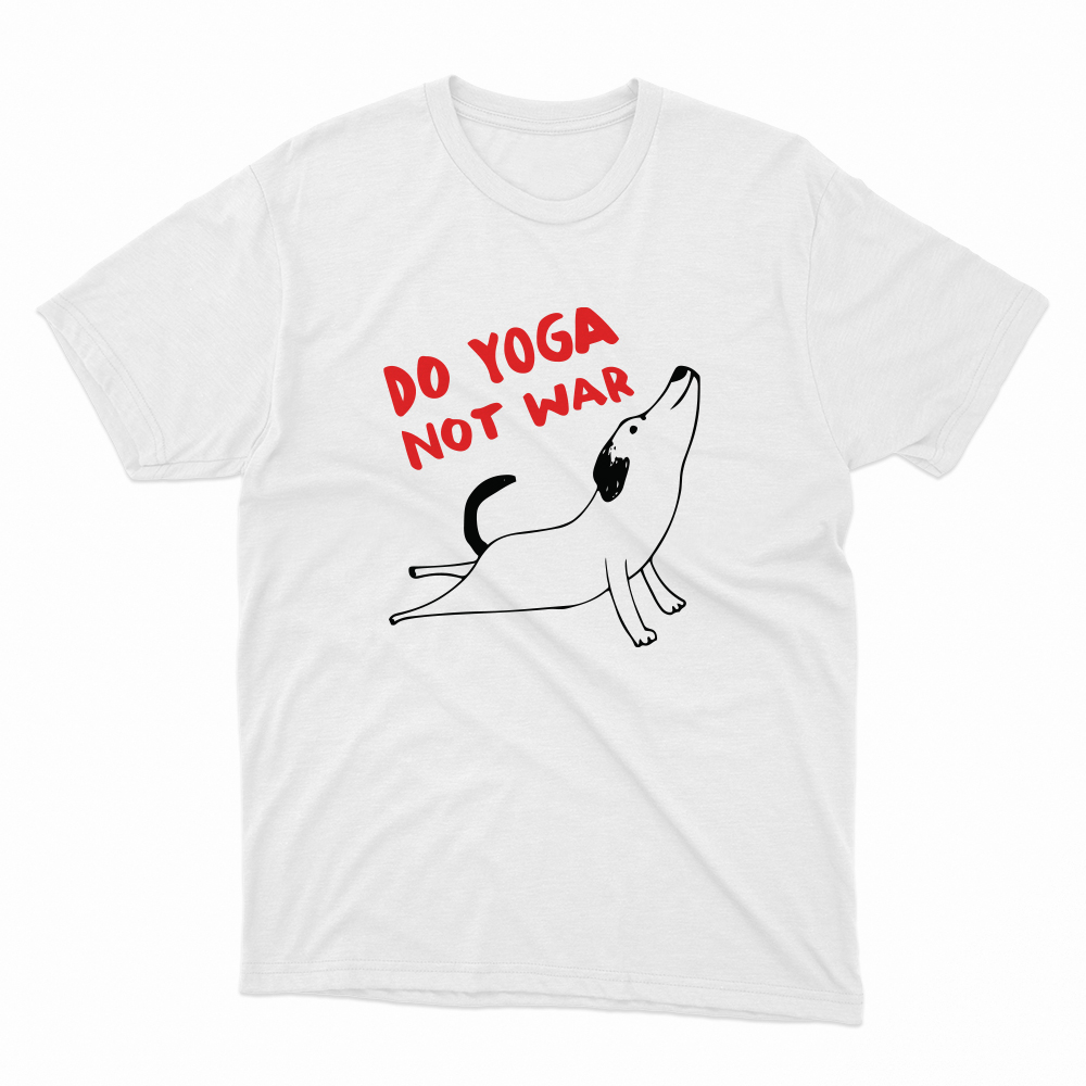 Unisex Οργανικό Λευκό T-shirt Do Yoga Not War
